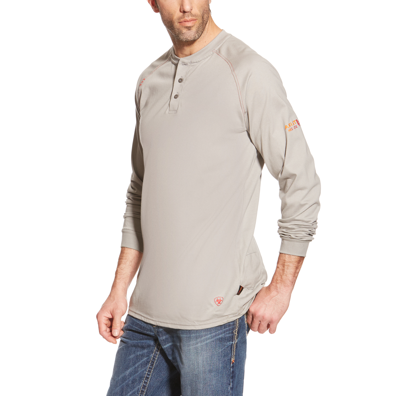 Ariat FR Henley Long Sleeve Shirt in Silver Fox